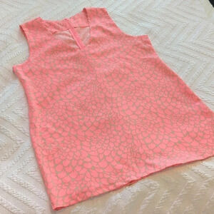 Bright Pink and taupe printed Dress.